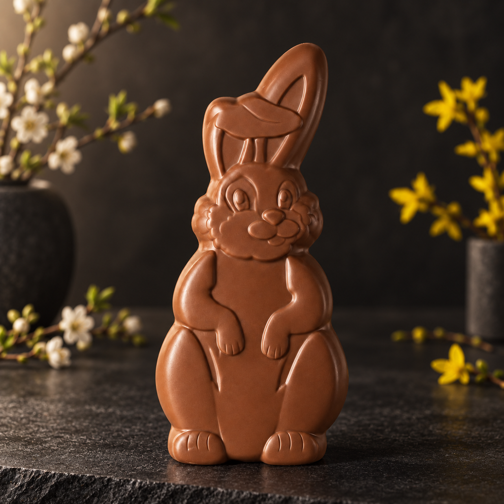 Schoko-Hase im modernen dunklen Oster-Styling