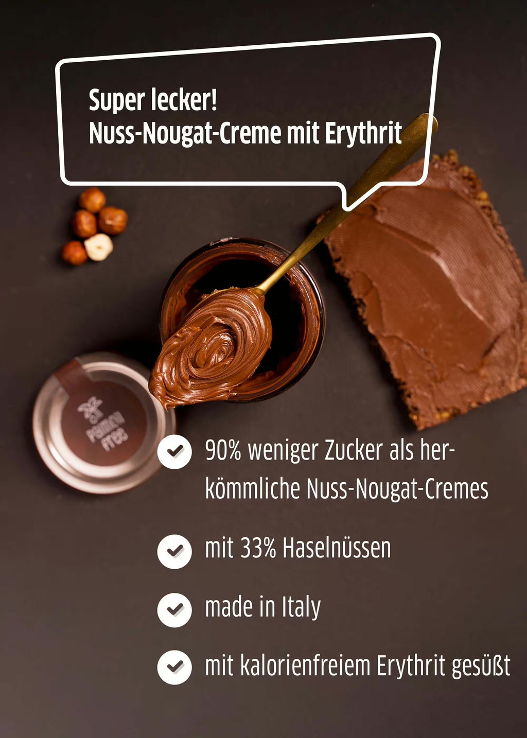Nuss-Nougat-Creme – Mit Erythrit gesüßter Schokoaufstrich