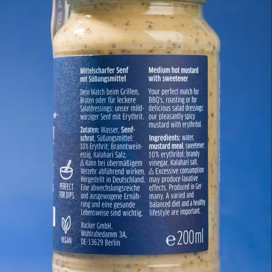 Xucker Senf – Mittelscharfer Senf ohne Zuckerzusatz